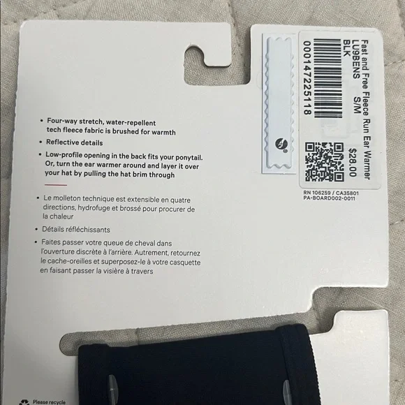 Lululemon Fast and Free Fleece Run Ear Warmer, S/M - Picture 3 of 4